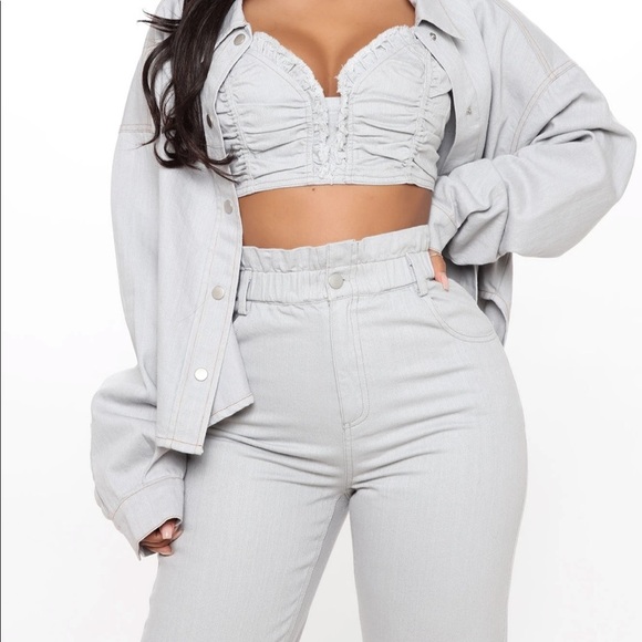 Denim - Gray denim jacket set​